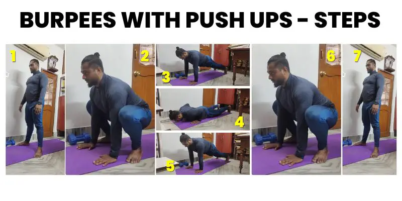 BURPEES WITH PUSH UPS - STEPS